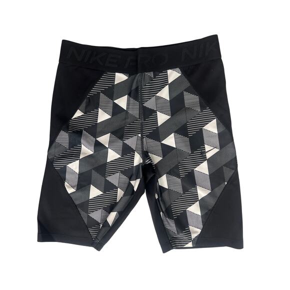 Nike szM Bermuda shorts black Serena Williams geometric printed tight fitted - Picture 1 of 3